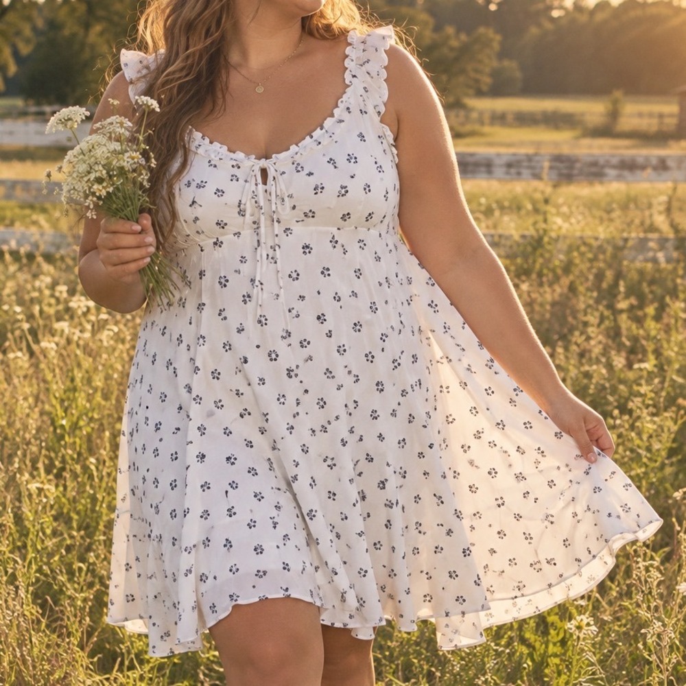 Arula Captivating Womens Floral Dress White Black Size C 3X Plus NWT D3